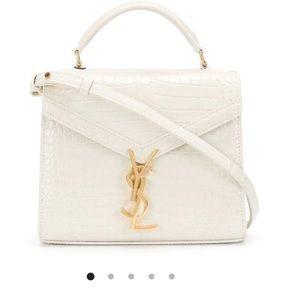Authentic YSL White Crocodile Embossed Mini Cassandra Bag